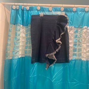 Reba Black Asymmetrical Ruffled Mini Skirt